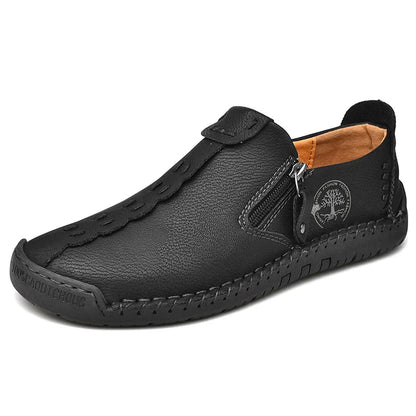 Handmade Leather Men Shoes Casual Slip On Loafers Breathable Leather Shoes Men FlatsTooling Shoes Plus Size