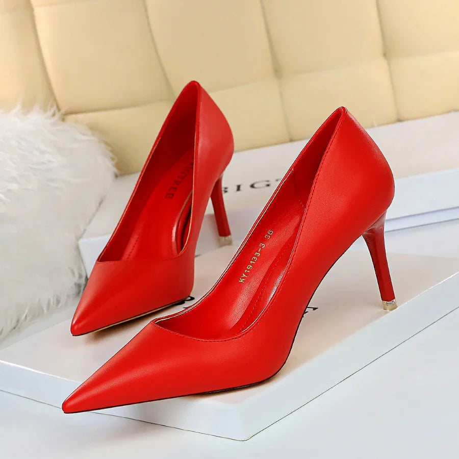 2023 Women 7.5cm 10.5cm High Heels Pumps Lady Wedding Bridal Scarpins Stripper Low Heels Plus Size Fetish Party Blue Pink Shoes