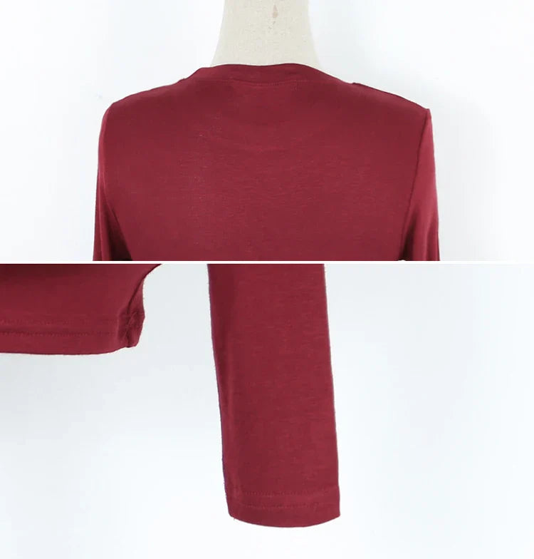 T Shirt Korean Style Slim T-shirts 2026 Sexy Tshirts Cotton Long Sleeve Summer Tops Tee Shirt Femme Khaki Blue White Black
