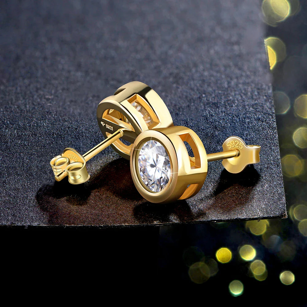 Real 2 Carat D Color Moissanite Earrings 로듐 For Women Gold Color 100% 925 Sterling Silver Sparkling Fine Jewelry