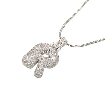 1.25x500mm Fat and lovely crystal brass silver color  letter necklace for women friends birthday gift model: VL34