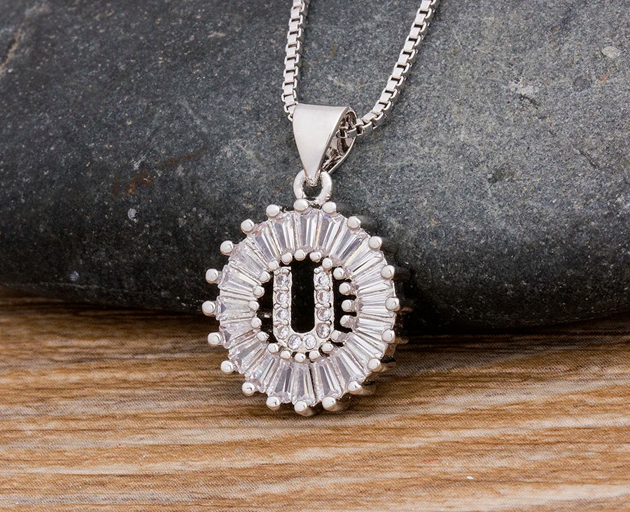 2 Colors Initial Letter Pendant 26 Letters Charm Name Necklace Top Quality Copper Zircon Jewelry Birthday Gift