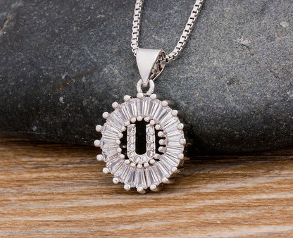 2 Colors Initial Letter Pendant 26 Letters Charm Name Necklace Top Quality Copper Zircon Jewelry Birthday Gift