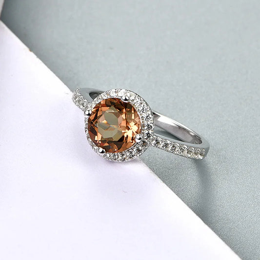Silver Ring Women Fashion 2.3 Carats Created Diaspore S925  Wedding Band Color Change Stone