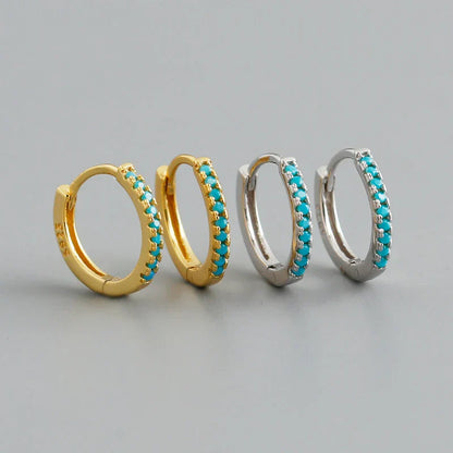New Arrival Fashion Korean Blue Zircon Spike Geometric Stud Earrings for Women Real 925 Sterling Silver Gothic Jewelry