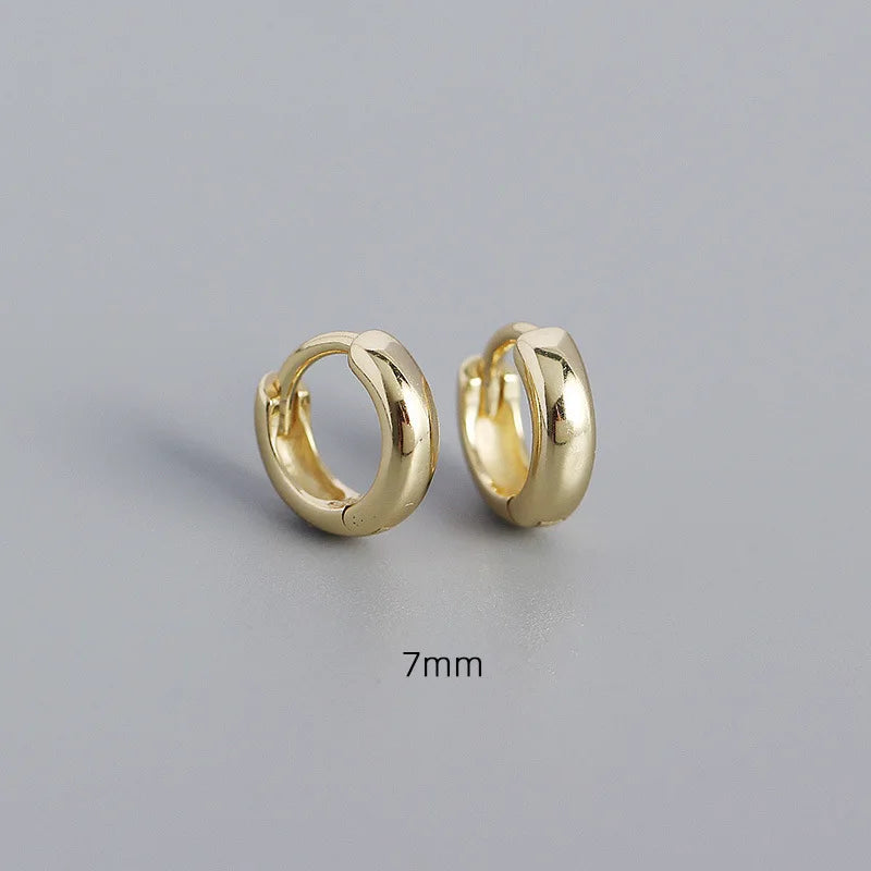 925 Sterling Silver Minimalism Punk Rock Wide Hoop Earrings for Women Men Fashion Gothic Bohe Huggie Ear Buckle Jewelry