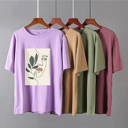 Gothic Graphic T Shirt Women 2023 Summer New Oversized Cotton Tees Casual Aesthetic Character Printed O Neck Tops