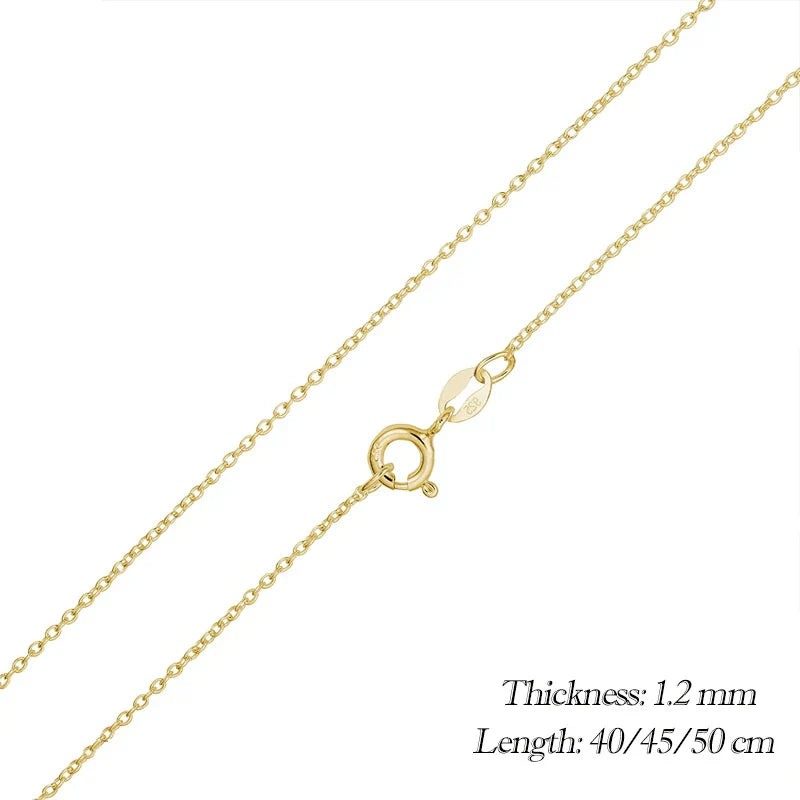 Classic Basic O-chain Solid 925 Sterling Silver Lobster Clasp Adjustable Necklace Box Cable Chain DIY Jewelry for Women