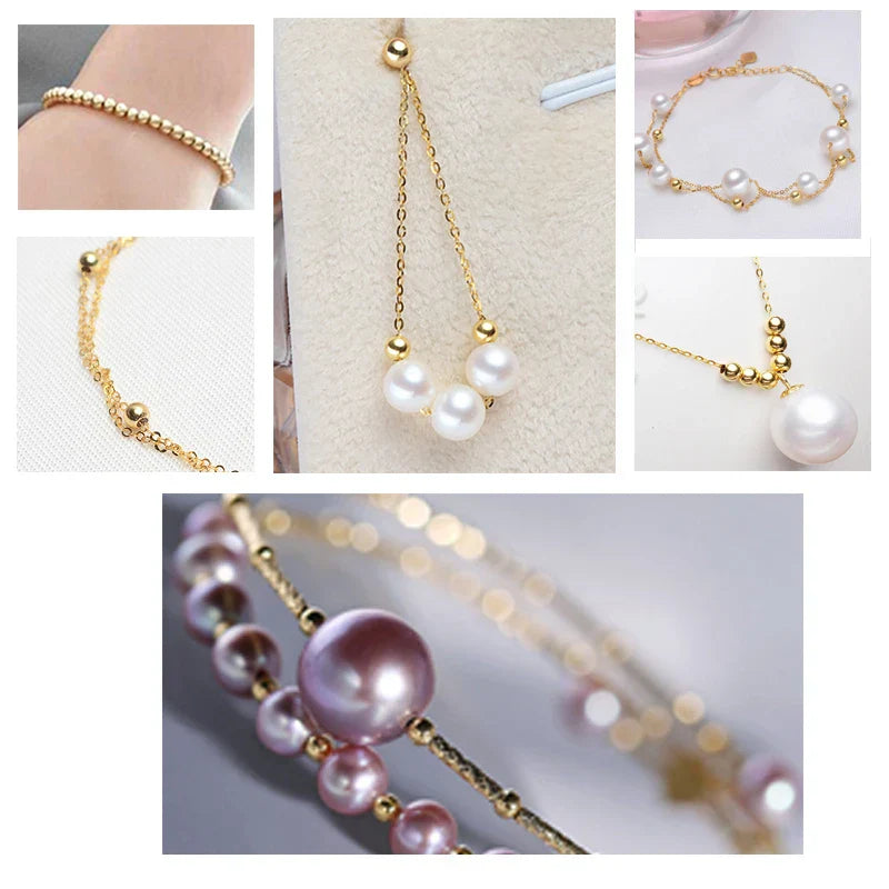 Genunie 18k Gold Beads DIY Acessories Bracelet Necklace Anklet Earrings Fine Jewelry Findings High Polished Au750 Gold Beads