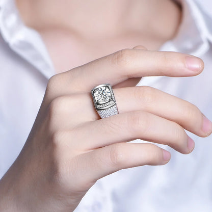 Classic 925 Sterling Silver Rings Men Wedding Silver Diamond Engagement 3.0Ct 9.0mm D Color Moissanite Ring for Men