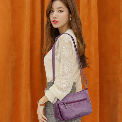 Fashion All-match Solid Color Messenger Bag High Capacity Womens Shoulder Bags 2021 New High Quality Pu Leather Women Handbag
