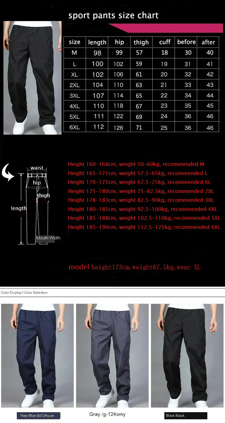 Spring Summer Men's Sportwear Casual Mens Joggers Pants Loose Straight Trousers Large Size Sweatpants Fashion Tracksuit Men