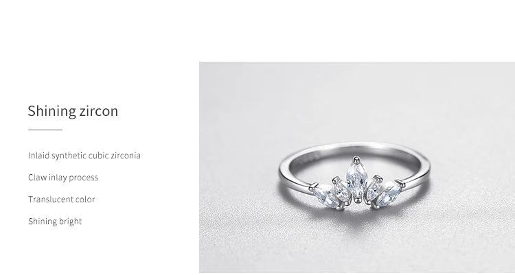 Fashion 925 Sterling Silver Simple crown Finger Ring Elegant Clear Zircon Rings For Women Girls Party Accessories Jewelry