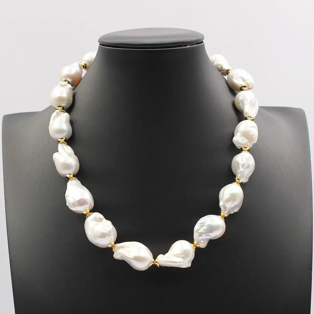 GG Natural Freshwater Cultured White Keshi Baroque Pearl Necklace Bracelet Earrings Sets For Women Lady Fashion