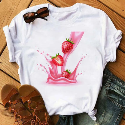 Funny Fruits T Shirt Women Fashion Kawaii Banana Print White T-shirt Harajuku TShirt Short Sleeves Tops Tee Shirt Femme T Shirts