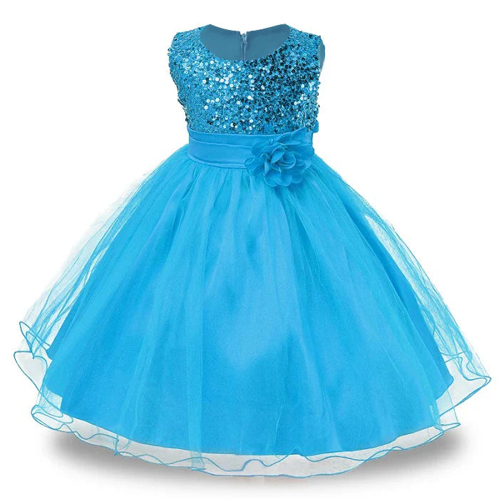 Baby Children Girl Dress NEW Kids Ceremonies Party Summer Princess Wedding Party dress sequins Sleeveless For Girls Clothes