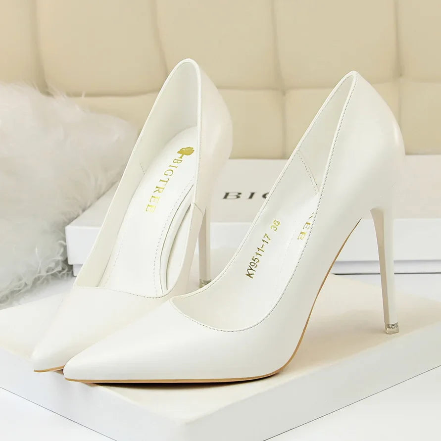 2023 Women 7.5cm 10.5cm High Heels Pumps Lady Wedding Bridal Scarpins Stripper Low Heels Plus Size Fetish Party Blue Pink Shoes
