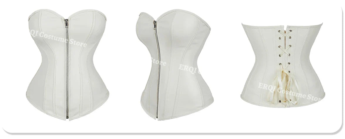 Faux Leather Corset Sexy Clubwear Bustier Hot Lingerie  Zipper Costume Lace up  Waist Cincher Top Plus Size