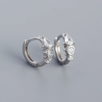 925 Sterling Silver Earring Zircon Sun Flower Ear Ring Geometric Style Water Drop Ear Bone Cute Temperament Woman Girl Ear Jewel