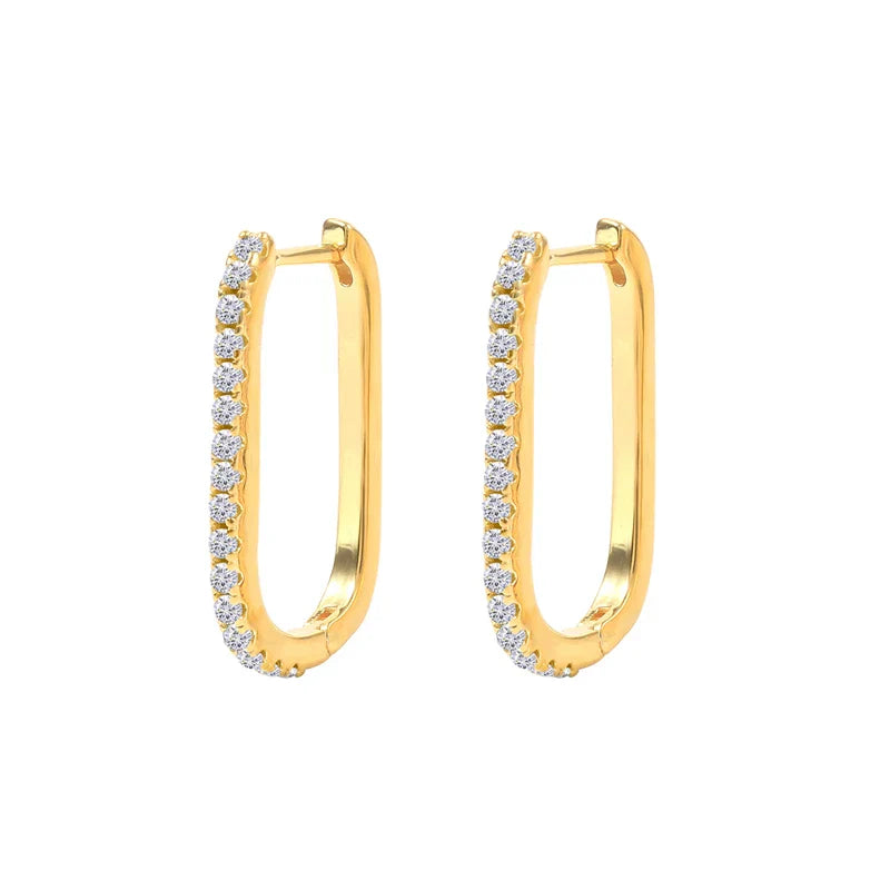 925 Sterling Silver Square Piercing Huggie Hoop Earrings for Women Simple Cubic Zirconia Earings Fine Jewelry Pendientes