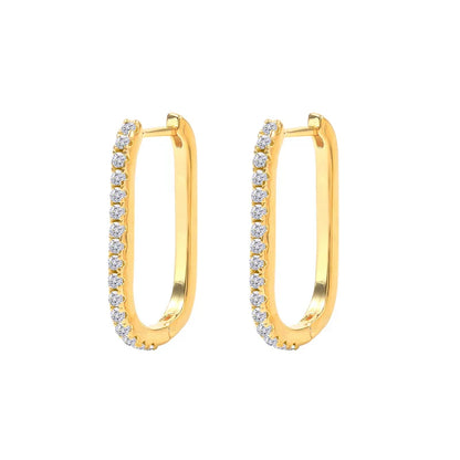 925 Sterling Silver Square Piercing Huggie Hoop Earrings for Women Simple Cubic Zirconia Earings Fine Jewelry Pendientes