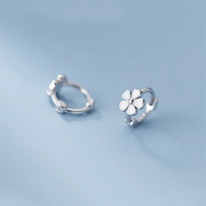 Genuine 925 Sterling Silver Sweet Romantic Flower Ear Buckle for Women Korean Girl Fashion Birthday Earring Jewelry Gift