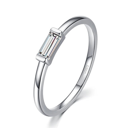 925 Sterling Silver Fashion Emerald Cut Shiny Clear CZ Wedding Female Rings for Women Simple Rectangle Ring Fine Jewelry