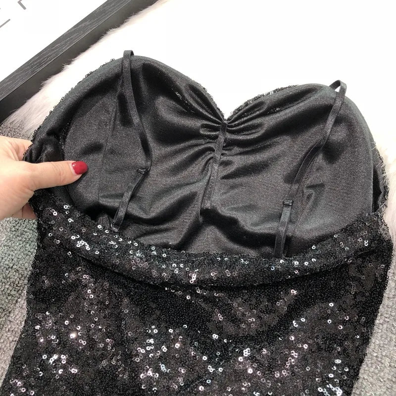 Women's Fashion Sexy Women 2023 Nick Sparkling Sequins Vest Harness At Night Binder Chest