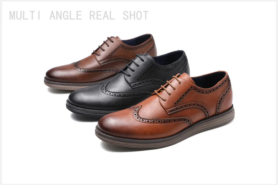 Sapatos Sociais Masculinos de Couro Genuíno Sapatos Casuais Confortáveis Masculinos Sapatos de Trabalho de Escritório Elegantes com Cadarço Masculinos