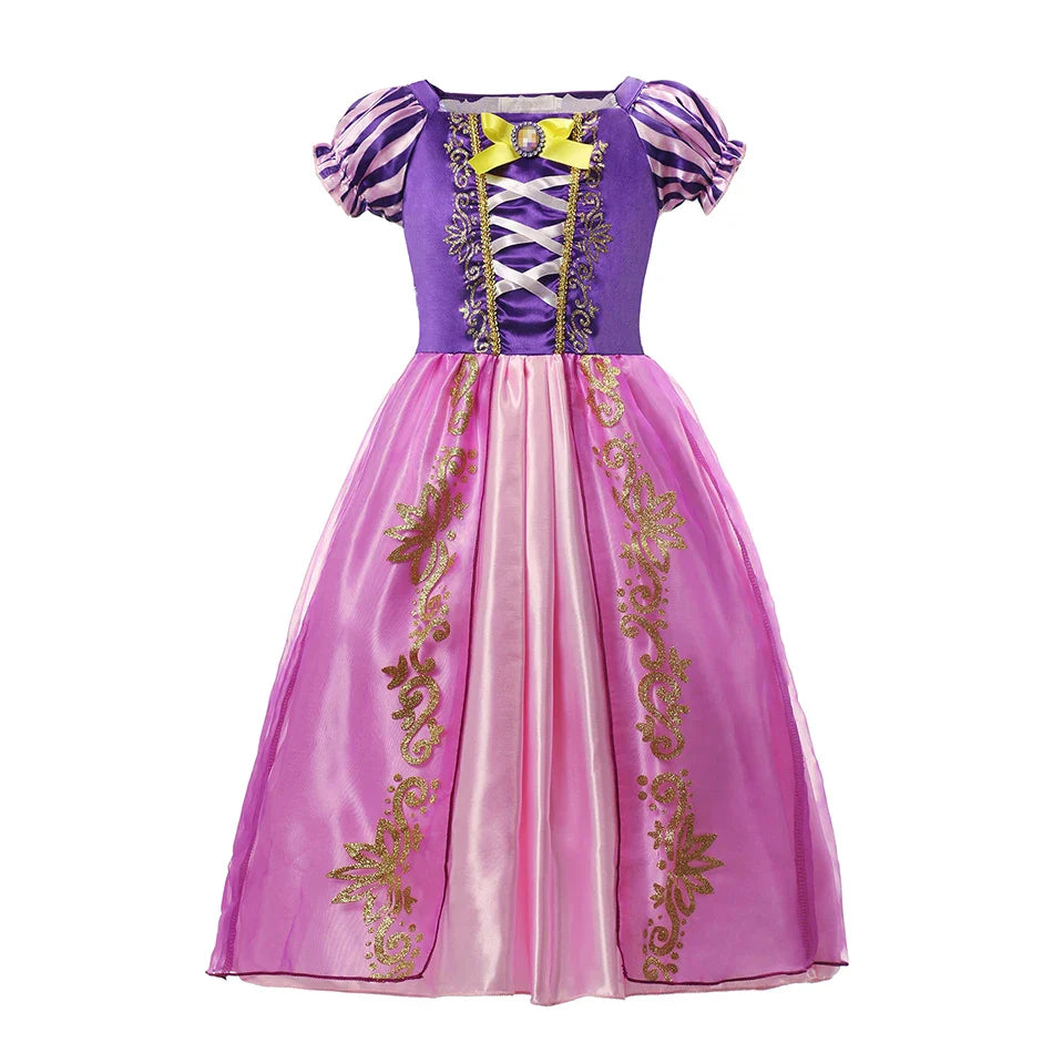 2-10Y Kids Prium Cosplay Elsa Anna Costume Dress 2025 Winter Long Mesh Princess DressGirl Christma Carnival Clothes Ball Gown
