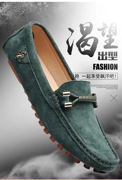 Loafers Men Casual Fashion Suede Men Shoes Lightweight Soft Genuine Leather Moccasins Slip on Driving Shoes for Men Size 48