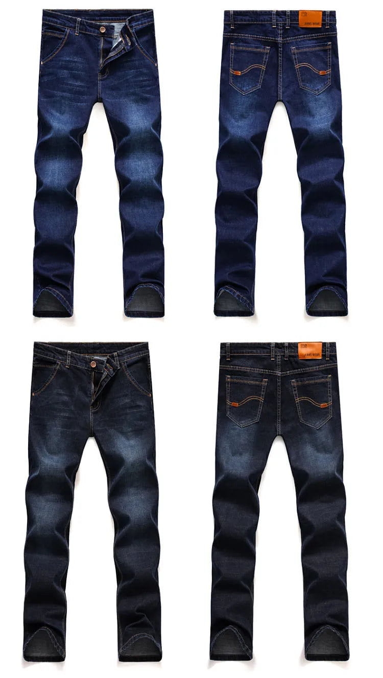 2024 New Men Stretch Jeans Male Classic Elasticity Business Jeans Men Fashion Comfortable Solid Slim Straight Long Denim Pants
