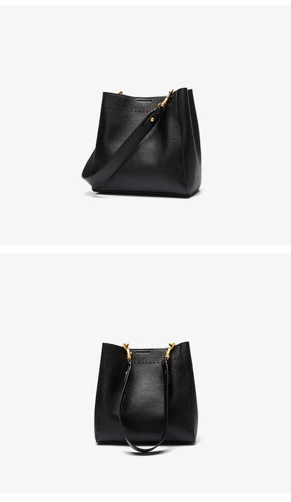 Genuine Leather Casual Shopper Shoulder Bag Commuter Large Bucket Handbag Simple High Quality Women Tote Underarm Bags