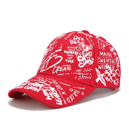 Korean version of the graffiti personality baseball hat tide men and women casual wild black shade curved eaves cap sun hat