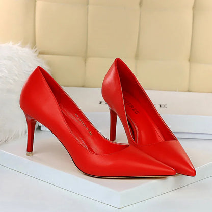 2023 Women 7.5cm 10.5cm High Heels Pumps Lady Wedding Bridal Scarpins Stripper Low Heels Plus Size Fetish Party Blue Pink Shoes