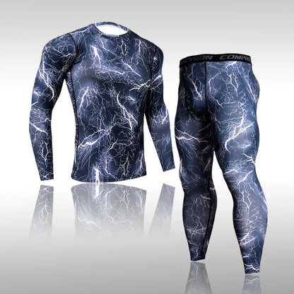 Quick Dry Camouflage Men's Running Sets Compression Sports Suits Skinny Tights Clothes Gym Rashguard Fitness Sportswear Men 2021