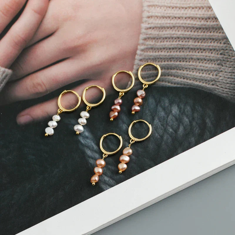 Real 925 Sterling Silver Natural Freshwater Baroque Pearl Stud Earrings for Women Bohemian Charming Jewelry Trend 2021