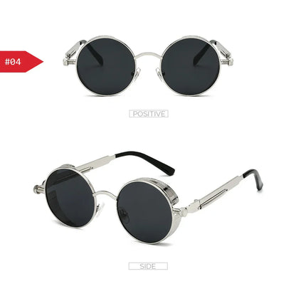 Vintage Steampunk Red Sunglasses Men Round Punk Alloy Metal Retro Sun Glasses Women 2026 Goggles Gothic Style Shades