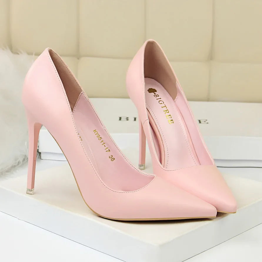 2023 Women 7.5cm 10.5cm High Heels Pumps Lady Wedding Bridal Scarpins Stripper Low Heels Plus Size Fetish Party Blue Pink Shoes