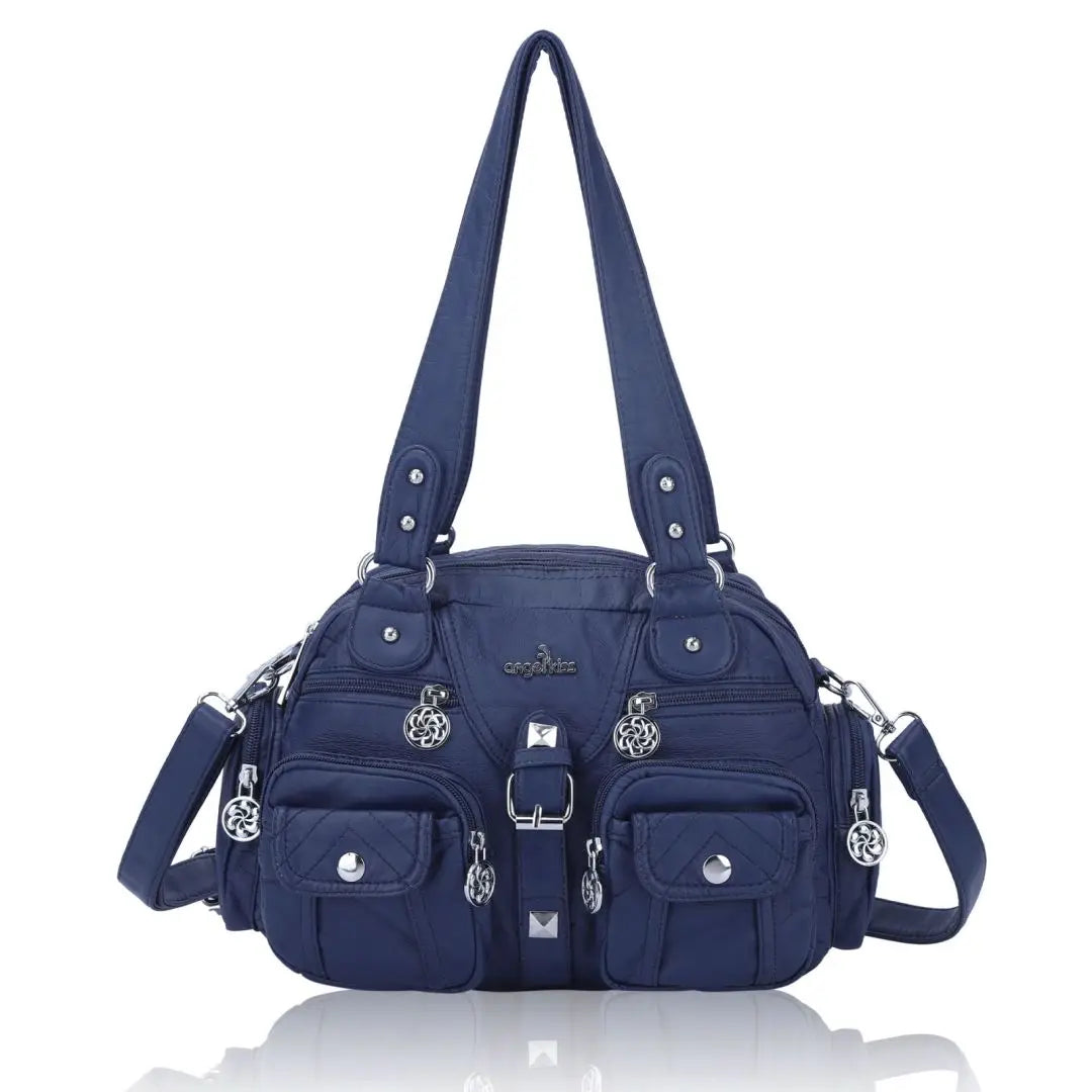 Women Small Handbags Satchel Top-handle Handbag PU Shoulder Bag 8”x11” Dumpling Pack Multi-pockets Shoulder Bag