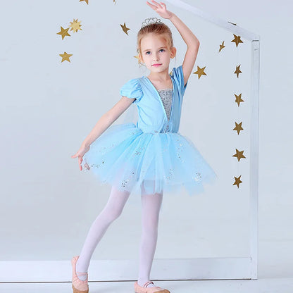 Round Yuan Girl Ballet Practice Dress Party Fancy TUTU Dress Elsa Anna Belle Alice Colorful Clothes Baby Girl Party Costumes