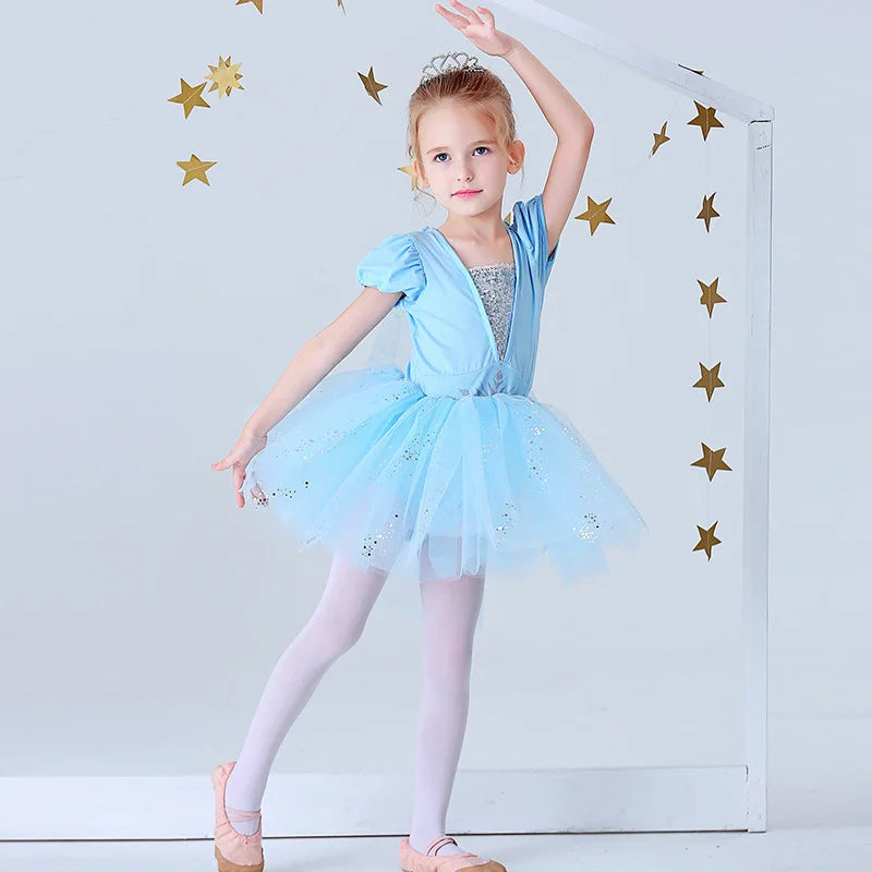 Round Yuan Girl Ballet Practice Dress Party Fancy TUTU Dress Elsa Anna Belle Alice Colorful Clothes Baby Girl Party Costumes
