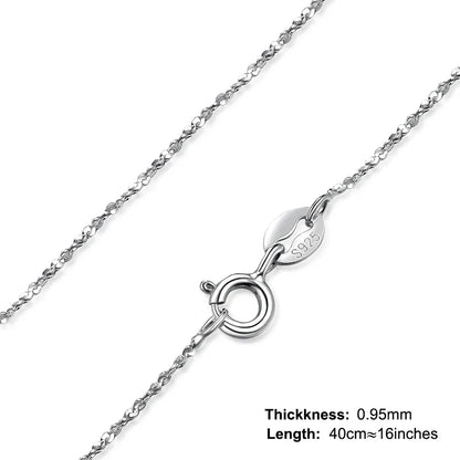 Genuine 100% 925 Sterling Silver Necklace Ingot Twisted Trace Belcher Snake Bar Singapore Box Chain Necklace Women