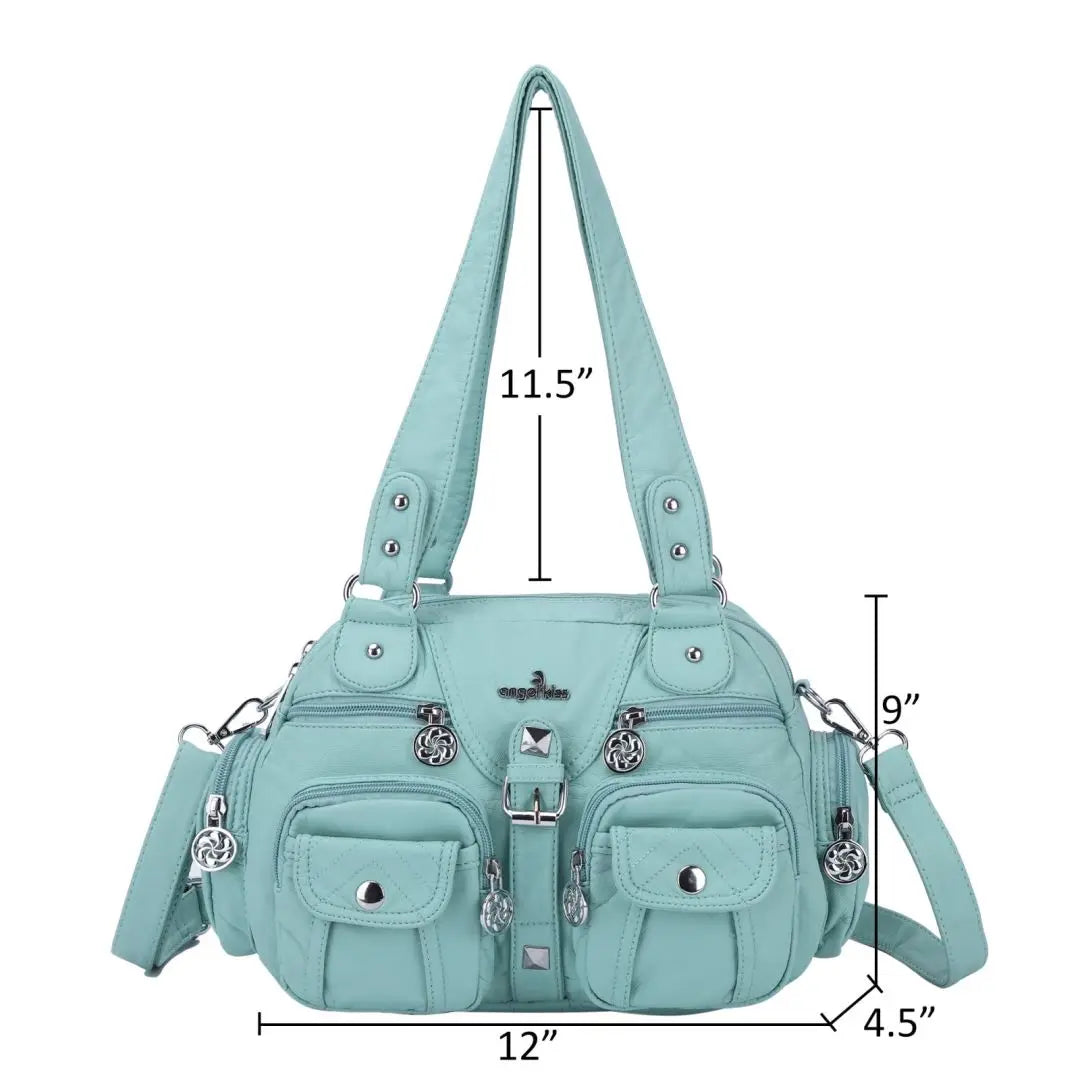 Women Small Handbags Satchel Top-handle Handbag PU Shoulder Bag 8”x11” Dumpling Pack Multi-pockets Shoulder Bag