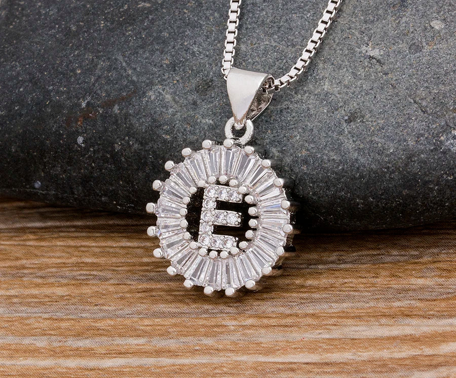 2 Colors Initial Letter Pendant 26 Letters Charm Name Necklace Top Quality Copper Zircon Jewelry Birthday Gift