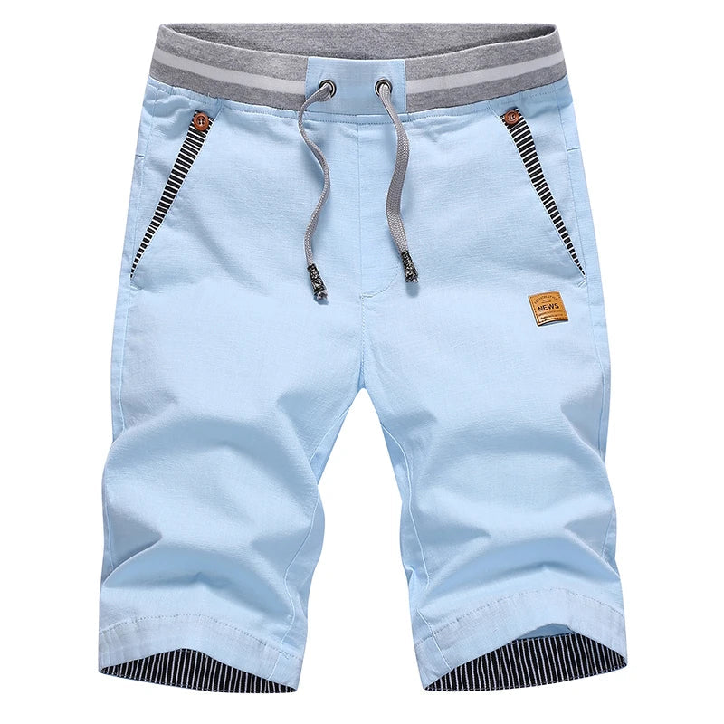 2025 Summer Casual Shorts Men Cotton Cargo Shorts Elastic Waist Drawstring Beach Board Shorts M-4XL Plus size Drop Shipping