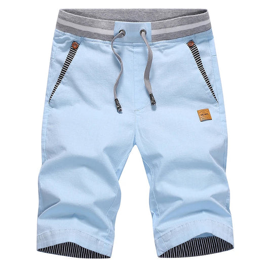 2025 Summer Casual Shorts Men Cotton Cargo Shorts Elastic Waist Drawstring Beach Board Shorts M-4XL Plus size Drop Shipping