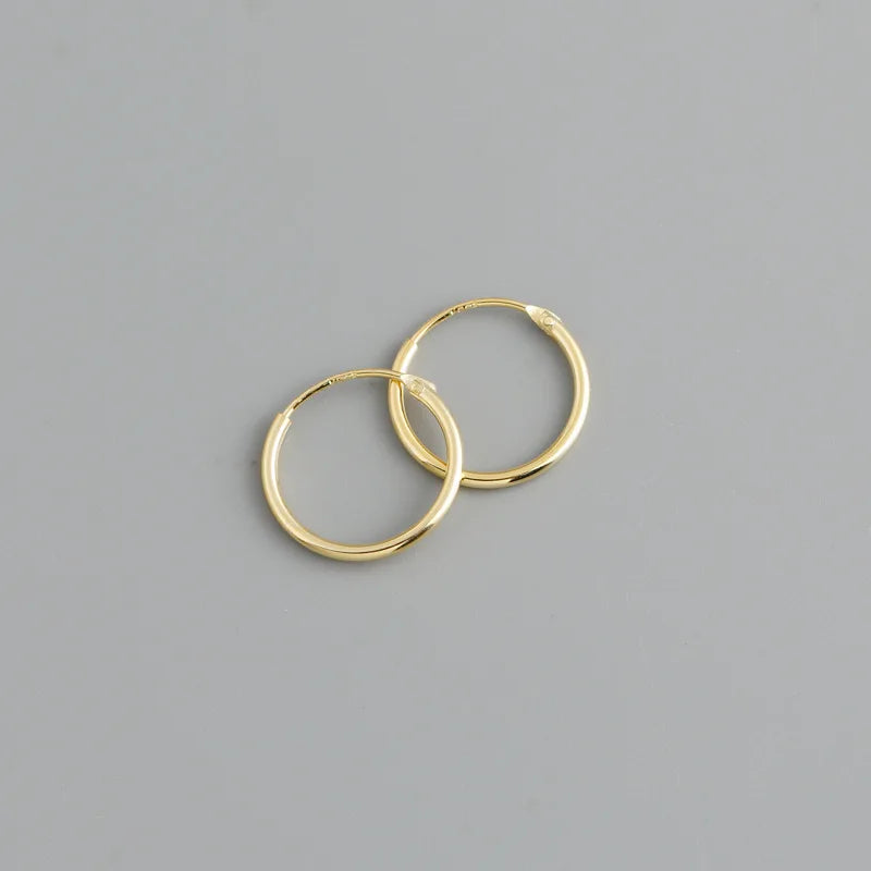 Genuine 925 Sterling Silver Fashion Korean Simple Hoop Earrings for Women Men Charming Chic Party Jewelry Accessories