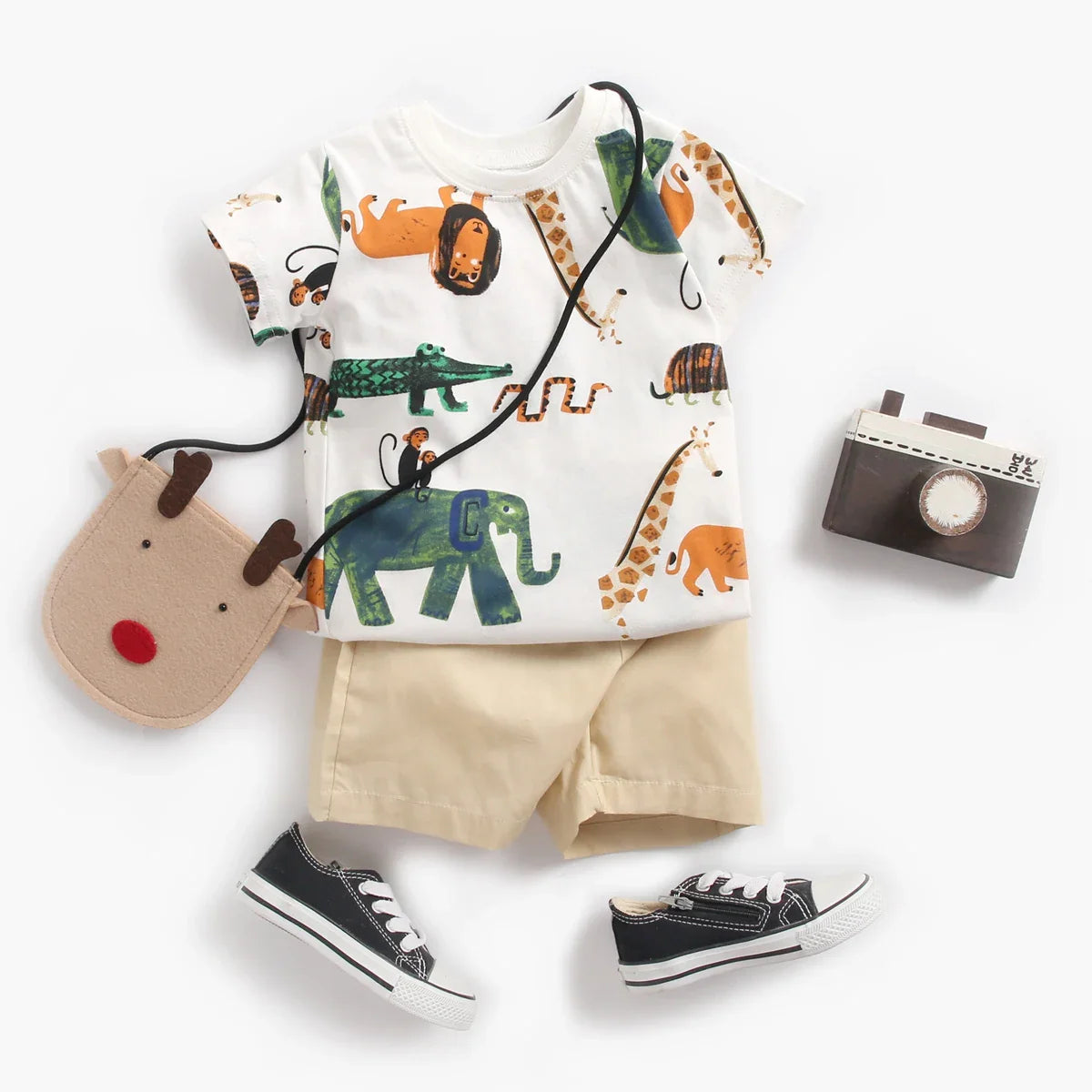 Cartoon Boys Clothing Sets Summer Short Sleeve Cotton Baby Tops + Baby Shorts 2Pcs Casual