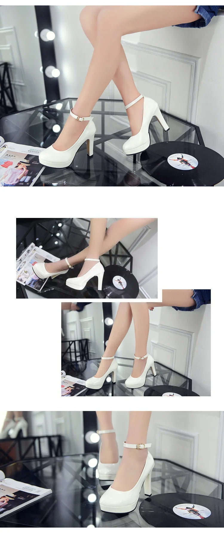 Shoes Women Black Pumps  Spring Casual Shoes Female High Heels White/red Weding Shoes 34 40 Plus Size Pumps
